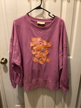 Women’s Purple Graphic Crewneck Sweatshirt with Orange Lettering